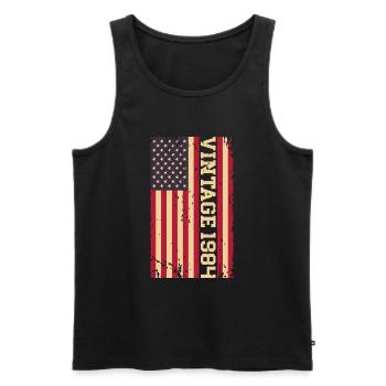 Vintage 1984 US Flag - Men's Premium Organic Tank Top - black - Front - Michal (187cm)