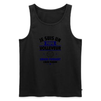 Je suis un papa volleyeur,volley,Volleyball,Sport - Débardeur bio Premium Homme - noir - Devant - Michal (187cm)