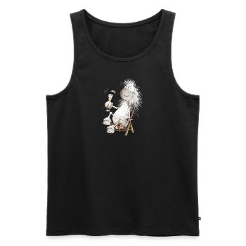 Cheval en transat cocktail été chilling chevaux - Débardeur bio Premium Homme - noir - Devant - AI Model Male 178 light (178cm)