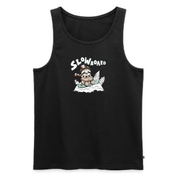 Kleines Faultier Mit Snowboard Slowboard Wortspiel - Männer Premium Bio Tank Top - Schwarz - Vorne - AI Model Male 178 light (178cm)