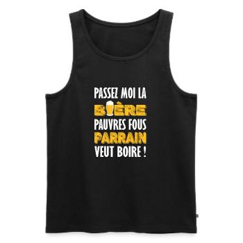 Passez moi la bière parrain t-shirt humoristique - Débardeur bio Premium Homme - noir - Devant - Michal (187cm)