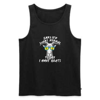 Früher war ich normal und heute habe ich Ziegen - Männer Premium Bio Tank Top - Schwarz - Vorne - Michal (187cm)