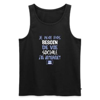 Maillot humour internet geek gamer jeux vidéo - Débardeur bio Premium Homme - noir - Devant - AI Model Male 178 light (178cm)
