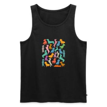 Patterns of many colorful dachshunds - Men's Premium Organic Tank Top - black - Front - AI Model Male 178 light (178cm)
