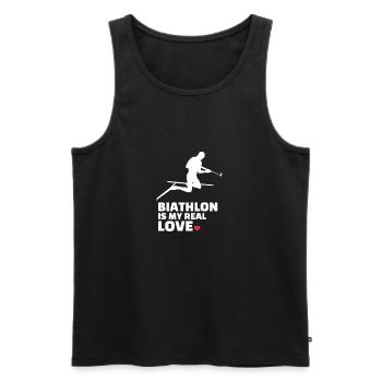 J’adore Biathlon Silhouette de biathlon élégant - Débardeur bio Premium Homme - noir - Devant - AI Model Male 178 light (178cm)