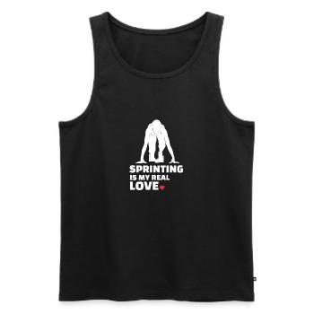 I love to sprint - Men's Premium Organic Tank Top - black - Front - Michal (187cm)