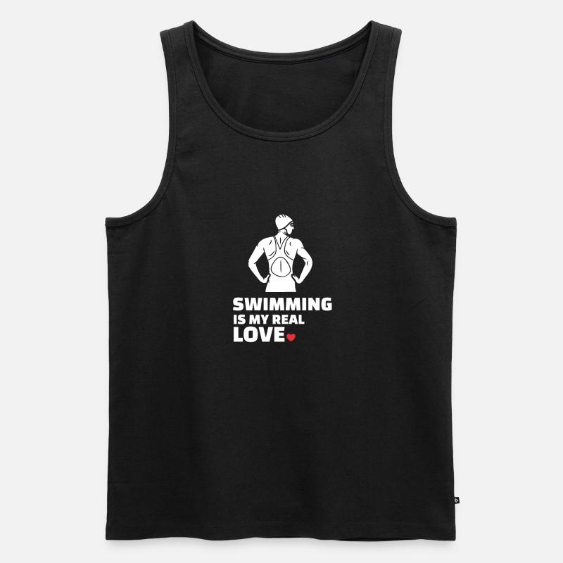 Ich Liebe Schwimmen - Männer Premium Bio Tank Top - Schwarz
