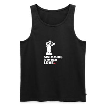 Ich Liebe Schwimmen - Männer Premium Bio Tank Top - Schwarz - Vorne - AI Model Male 178 light (178cm)