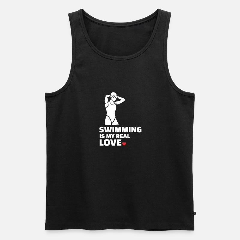 Ich Liebe Schwimmen - Männer Premium Bio Tank Top - Schwarz