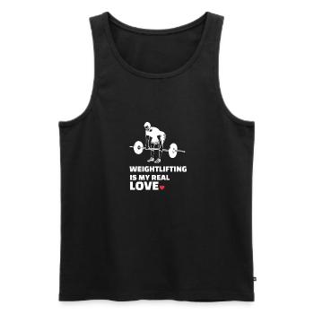 J’adore l’haltérophilie - Débardeur bio Premium Homme - noir - Devant - Michal (187cm)