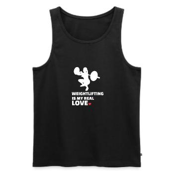 J’adore l’haltérophilie - Débardeur bio Premium Homme - noir - Devant - Michal (187cm)