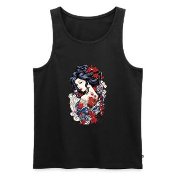 Geisha Kunst Japanische Kultur Floraler Kimono - Männer Premium Bio Tank Top - Schwarz - Vorne - Michal (187cm)