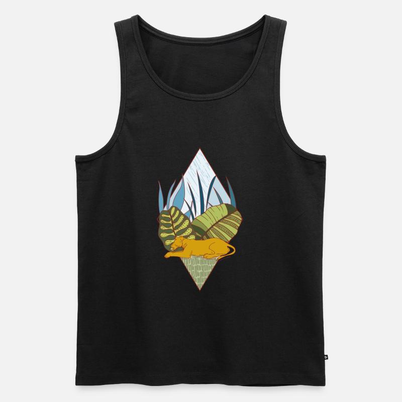 Polygon Löwin - Männer Premium Bio Tank Top - Schwarz
