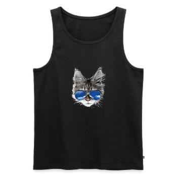 cool cat - Männer Premium Bio Tank Top - Schwarz - Vorne - AI Model Male 178 light (178cm)