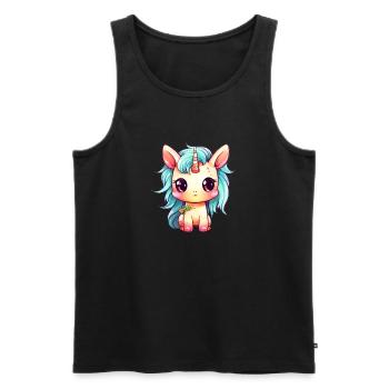Unicorn Cute Drawing - Men's Premium Organic Tank Top - black - Front - Michal (187cm)