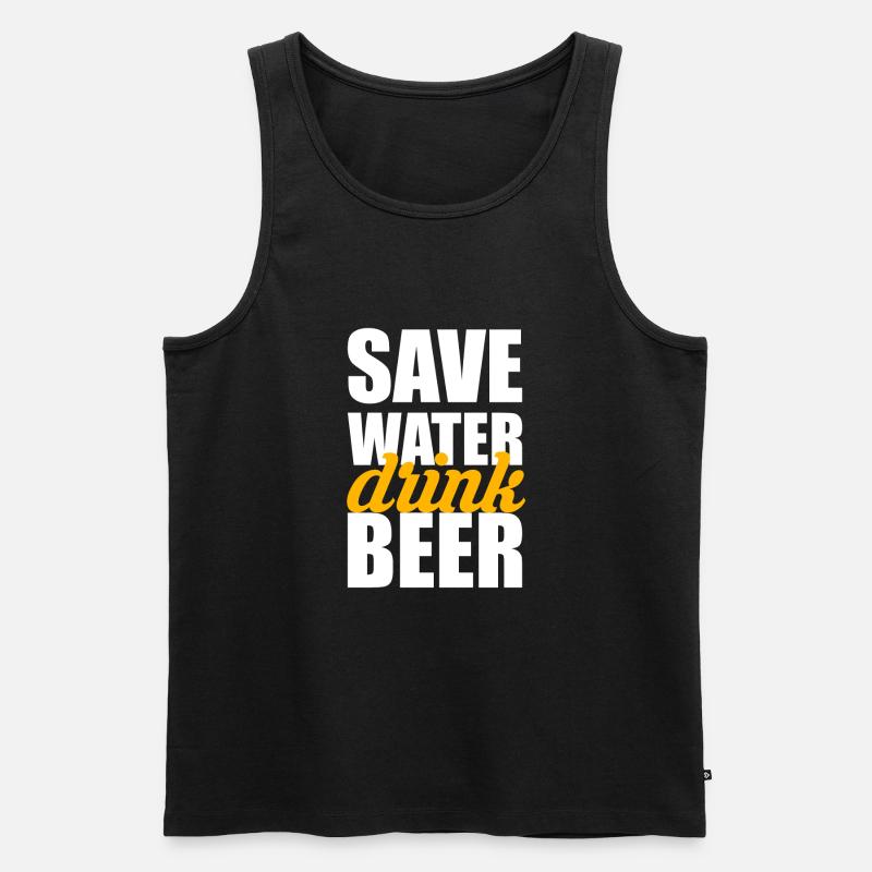 Save water drink beer - Männer Premium Bio Tank Top - Schwarz