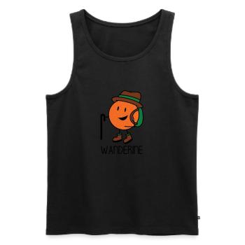 Wanderine - Hiking Mandarin Hikers - Men's Premium Organic Tank Top - black - Front - AI Model Male 178 light (178cm)