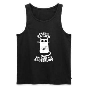 Liebe Katzen, hasse die Regierung - Männer Premium Bio Tank Top - Schwarz - Vorne - Michal (187cm)