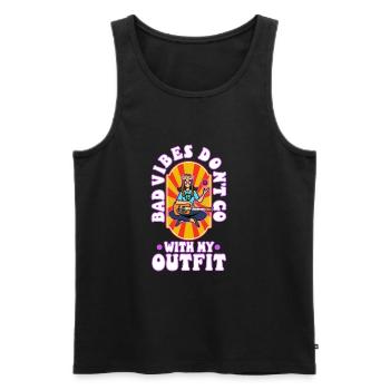 Bad vibes don’t go with my outfit - Männer Premium Bio Tank Top - Schwarz - Vorne - AI Model Male 178 light (178cm)