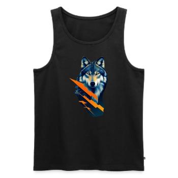 wolf - Men's Premium Organic Tank Top - black - Front - AI Model Male 178 light (178cm)