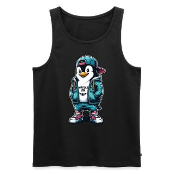 Hipster Penguin Waddle On with Style - Men's Premium Organic Tank Top - black - Front - AI Model Male 178 light (178cm)