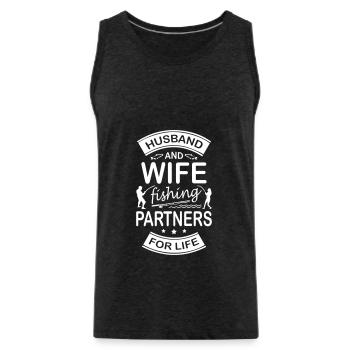 Husband And Wife Fishing Partners For Life - Men's Premium Organic Tank Top - charcoal grey - Front - Alexander (188cm)