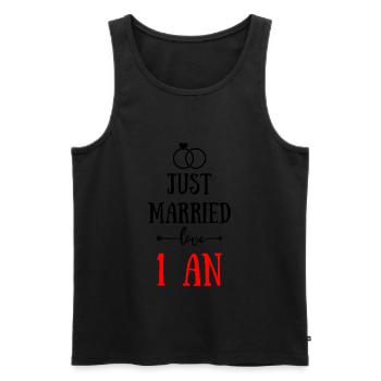 JUST MARRIED ANNIVERSAIRE DE MARIAGE 1 AN - Débardeur bio Premium Homme - noir - Devant - Michal (187cm)