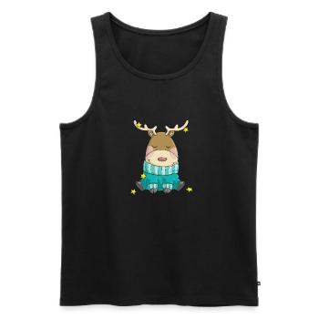 Putziges Weihnachts Rentier Comic - Männer Premium Bio Tank Top - Schwarz - Vorne - AI Model Male 178 light (178cm)
