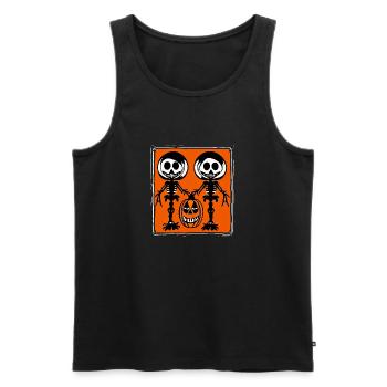 Halloween with skeleton and pumpkin head - Men's Premium Organic Tank Top - black - Front - AI Model Male 178 light (178cm)