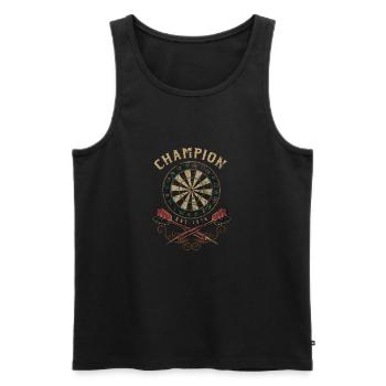 Dart Champion flat - Dart T-Shirts RAHMENLOS - - Männer Premium Bio Tank Top - Schwarz - Vorne - Michal (187cm)