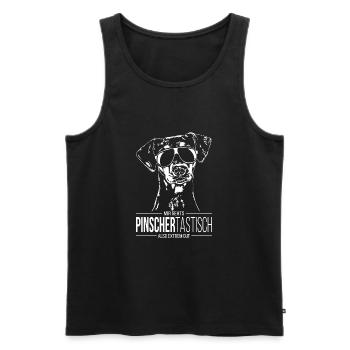PINSCHERTASTISCH Deutscher Pinscher Spruch Hund - Männer Premium Bio Tank Top - Schwarz - Vorne - Michal (187cm)