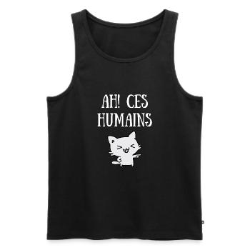 ah! ces humains - Débardeur bio Premium Homme - noir - Devant - AI Model Male 178 light (178cm)