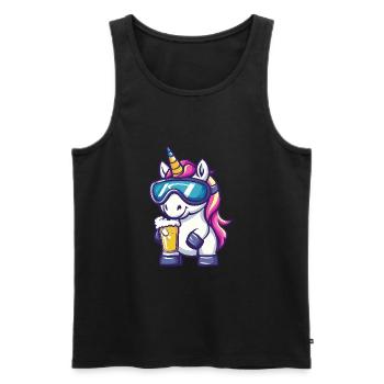 Einhorn Apres Ski Bier - Männer Premium Bio Tank Top - Schwarz - Vorne - Michal (187cm)