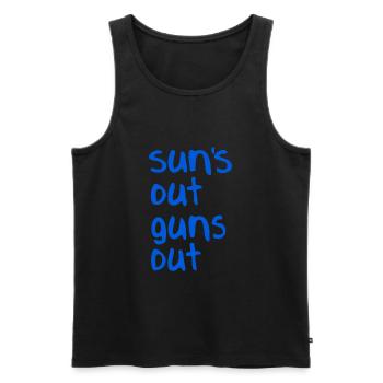 Sun's out, guns out Lustiges T-Shirt - blau - Männer Premium Bio Tank Top - Schwarz - Vorne - AI Model Male 178 light (178cm)