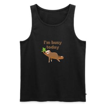 I'm busy today - Men's Premium Organic Tank Top - black - Front - AI Model Male 178 light (178cm)