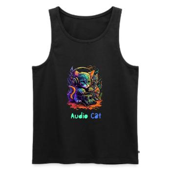 Audio Cat - Männer Premium Bio Tank Top - Schwarz - Vorne - Michal (187cm)