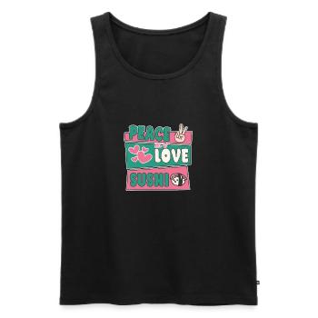 Amateur de cuisine japonaise Peace Love Sushi - Débardeur bio Premium Homme - noir - Devant - Michal (187cm)