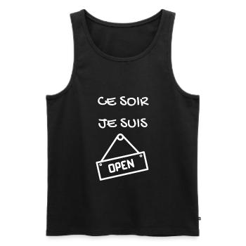 CE SOIR JE SUIS OPEN - Débardeur bio Premium Homme - noir - Devant - Michal (187cm)