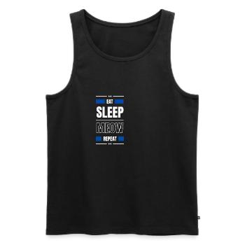 eat sleep meow cat repeat geschenk idee katze - Männer Premium Bio Tank Top - Schwarz - Vorne - Michal (187cm)