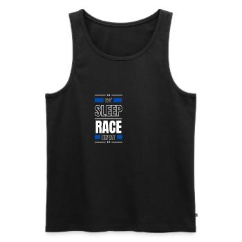 manger la course au sommeil répéter l’idée cadeau en disant - Débardeur bio Premium Homme - noir - Devant - Michal (187cm)