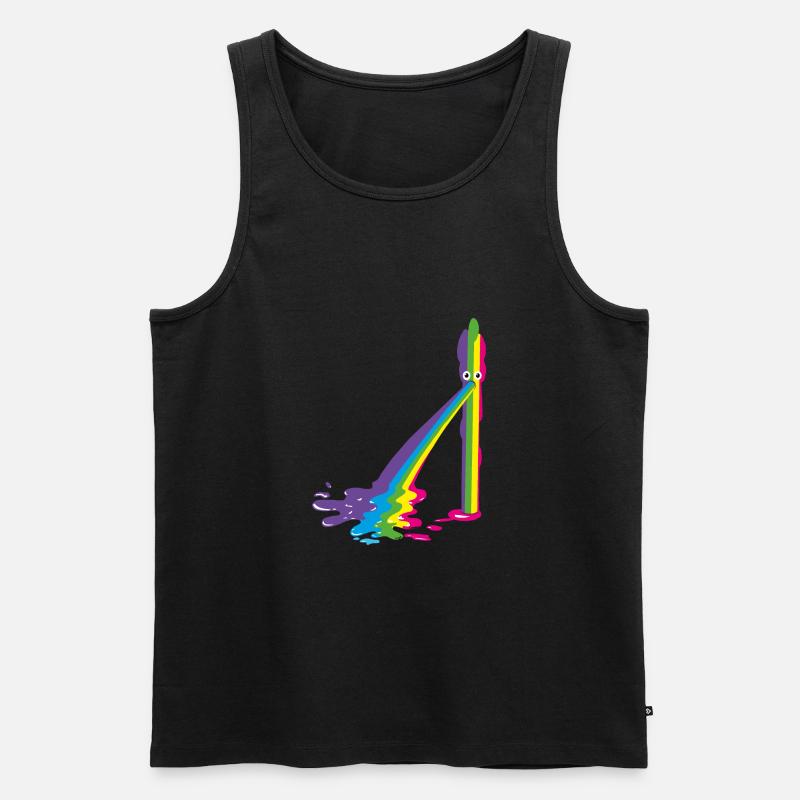 spargel, regenbogen,kotzender spargel, bunt - Männer Premium Bio Tank Top - Schwarz