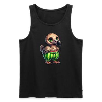 Dodo fantaisiste avec pastèque drôle fruité - Débardeur bio Premium Homme - noir - Devant - AI Model Male 178 light (178cm)