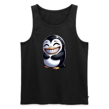 pingouin mignon montrant des dents dessin animé riant - Débardeur bio Premium Homme - noir - Devant - Michal (187cm)