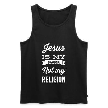 Jesus Is My Savior Not My Religion - Männer Premium Bio Tank Top - Schwarz - Vorne - AI Model Male 178 light (178cm)