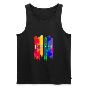 L'amour gagne les LGBT - Débardeur bio Premium Homme - noir - Devant - AI Model Male 178 light (178cm)