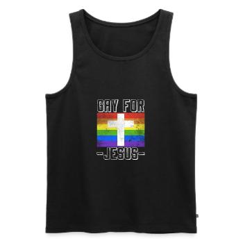 Gay Pour Jésus LGBT Drapeau Foi - Débardeur bio Premium Homme - noir - Devant - Michal (187cm)