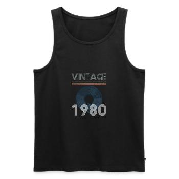 Disque vinyle vintage 40e anniversaire 1980 - Débardeur bio Premium Homme - noir - Devant - Michal (187cm)