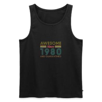 Awesome Since 1980 And Quarantine T-Shirt - Men's Premium Organic Tank Top - black - Front - Michal (187cm)