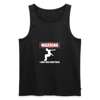 Warning I Jump Over Everything Parkour Runner - Men's Premium Organic Tank Top - black - Front - Michal (187cm)