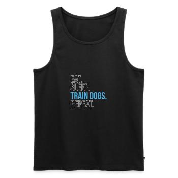Manger Sleep Train Chiens Répéter Cadeau Chien Dresseur - Débardeur bio Premium Homme - noir - Devant - AI Model Male 178 light (178cm)